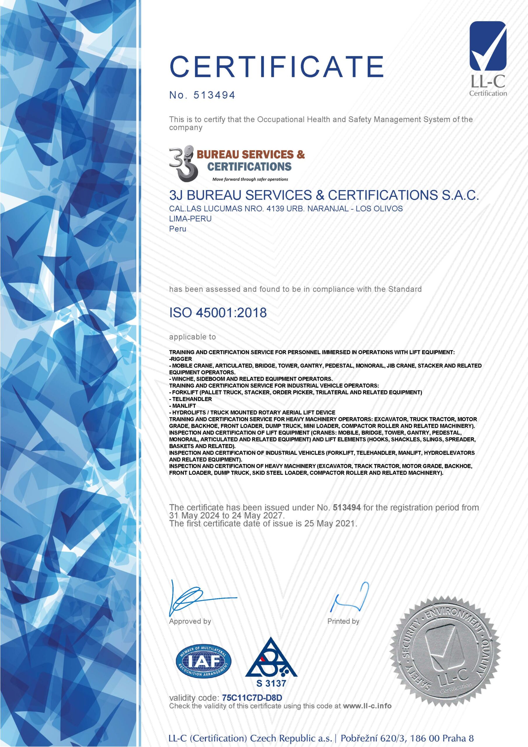 Norma ISO 45001 de la empresa Inspections and Certification of Equipments ICE